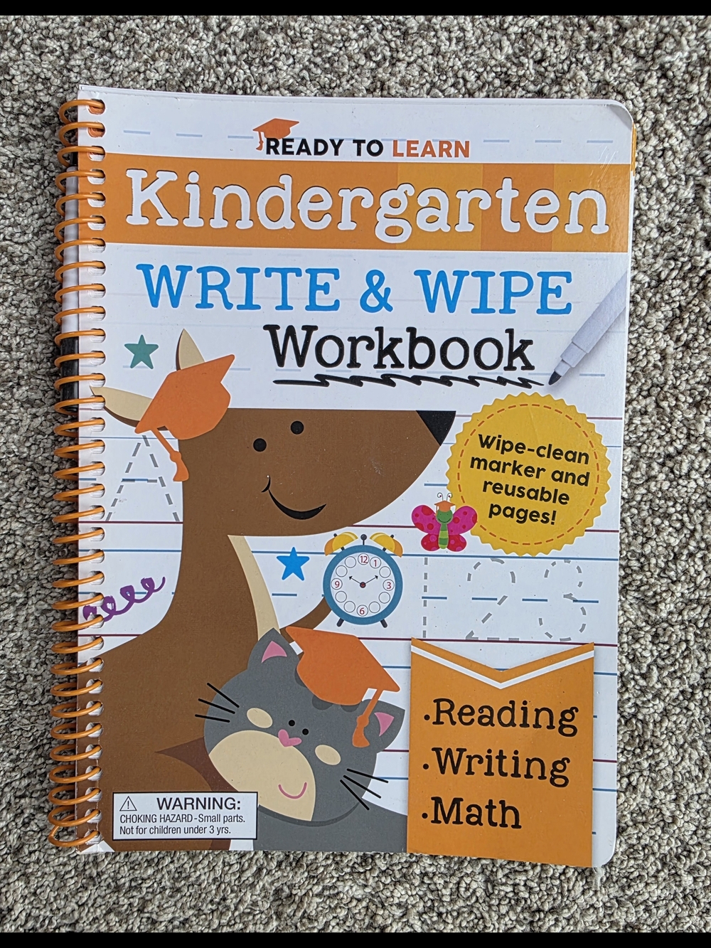 Kindergarten Write & Wipe Workbook Reusable New With Marker